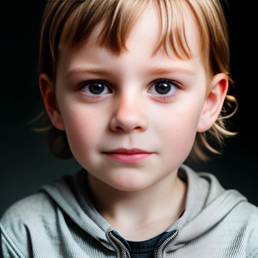Child's face with intense eyes